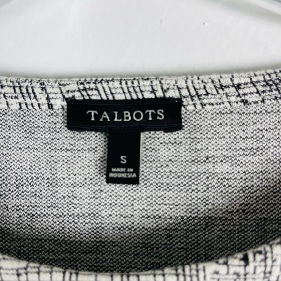 Talbots cream black stretchy knit bell sleeve preppy office top small - Picture 6 of 8